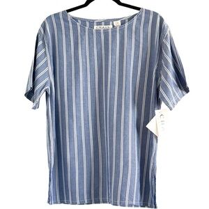 🌼 Chaus Navy and White Striped Top